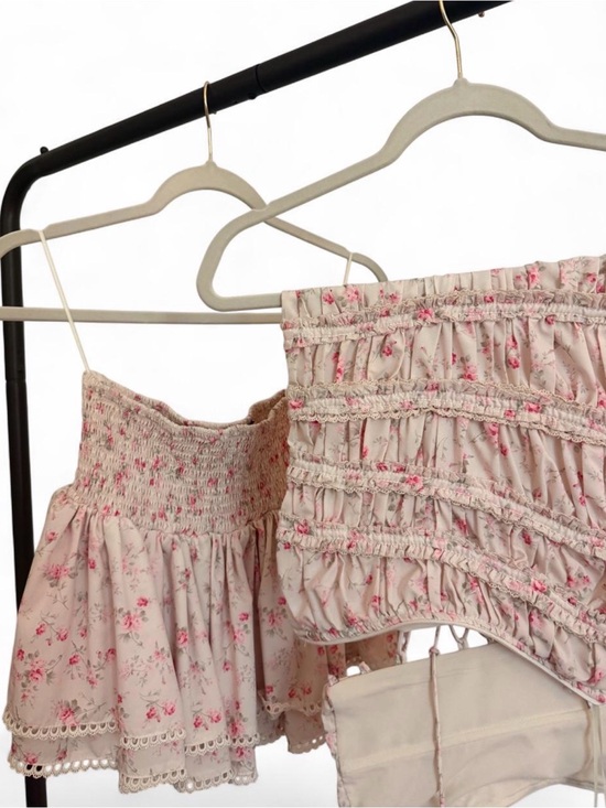 Mable Tops - MABLE Cream Dress with Pink Floral Print
